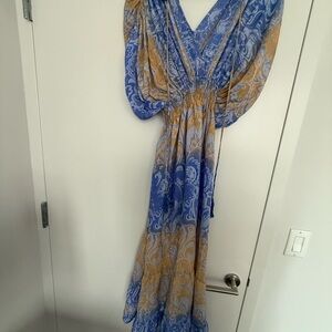 Elegant Blue and Gold Women's Dress